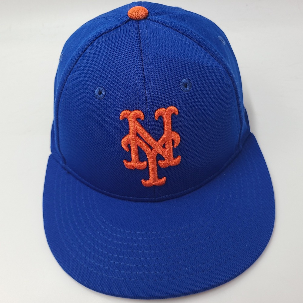 New York Mets Hat Fitted S-M OC Sports Blue Orange MLB Baseball Polyester Men